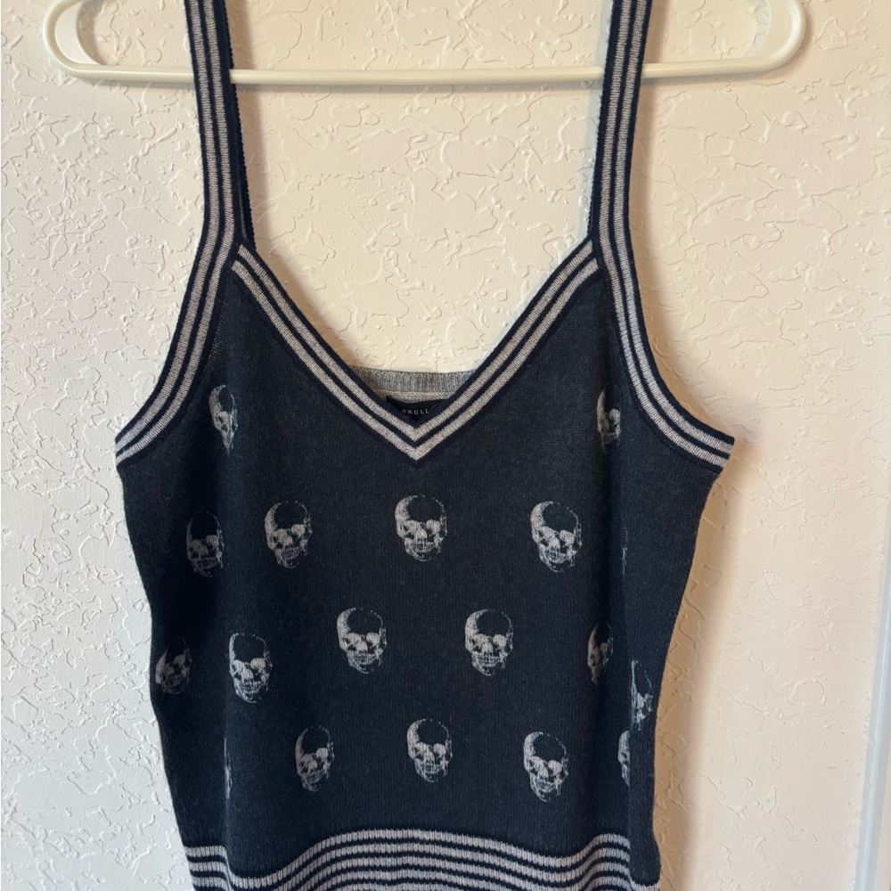 Skull Cashmere- navy blue/grey cami